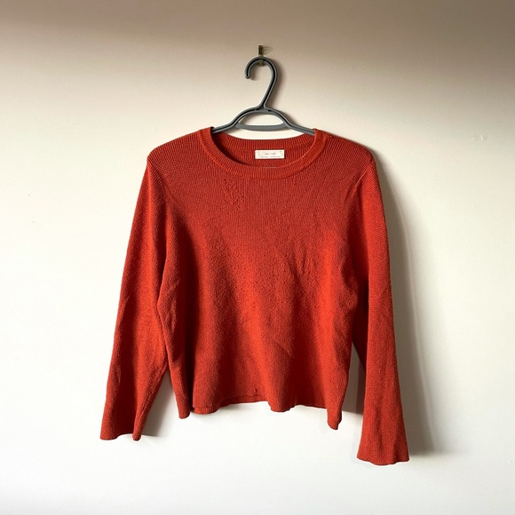 OAK + FORT Sweaters - OAK + FORT / ORANGE RIBBED CREW NECK SWEATER